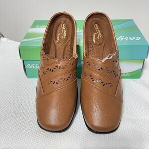 Easy Street Leather Loafers Women's Size 8 Tobacco Brown Slip On Slides NWB